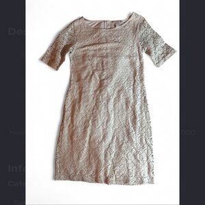 Banana Republic Lace Long Sleeve Dress in Cream